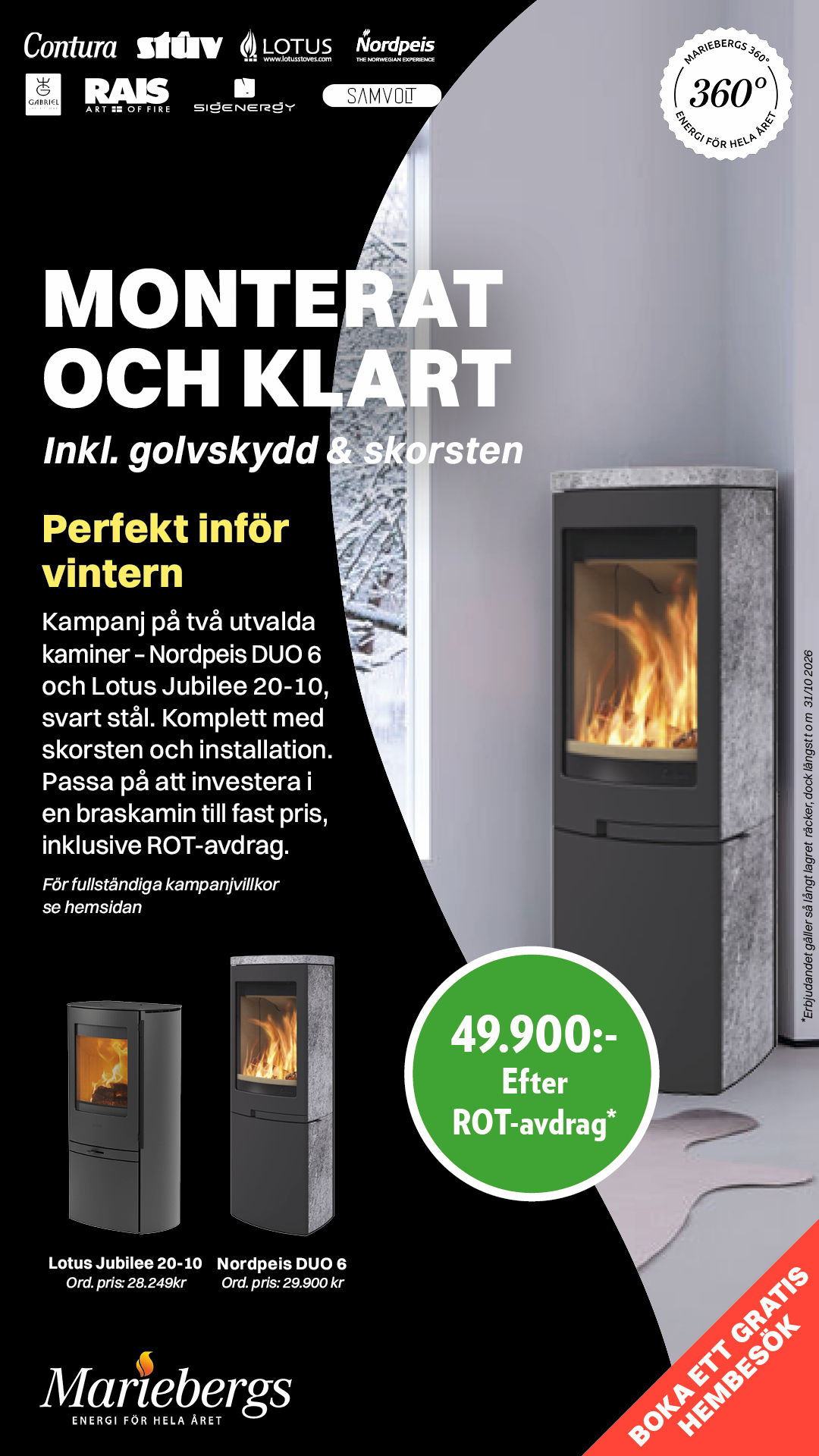 Monterat och klart – Komplett kaminpaket till fast pris!